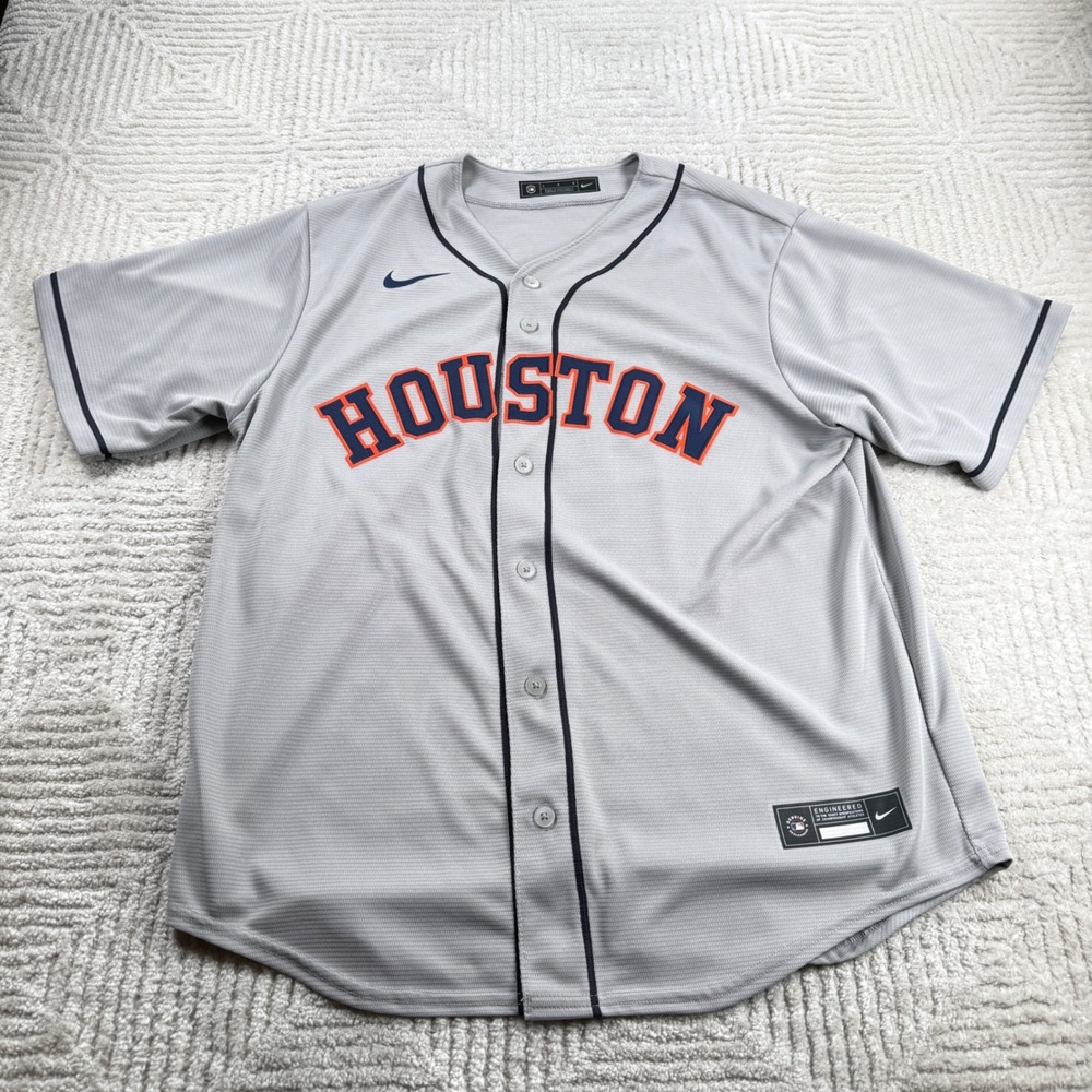 Nike Houston Astros Jersey Mens Large Grey Alex Bregman 2 MLB Baseball T770